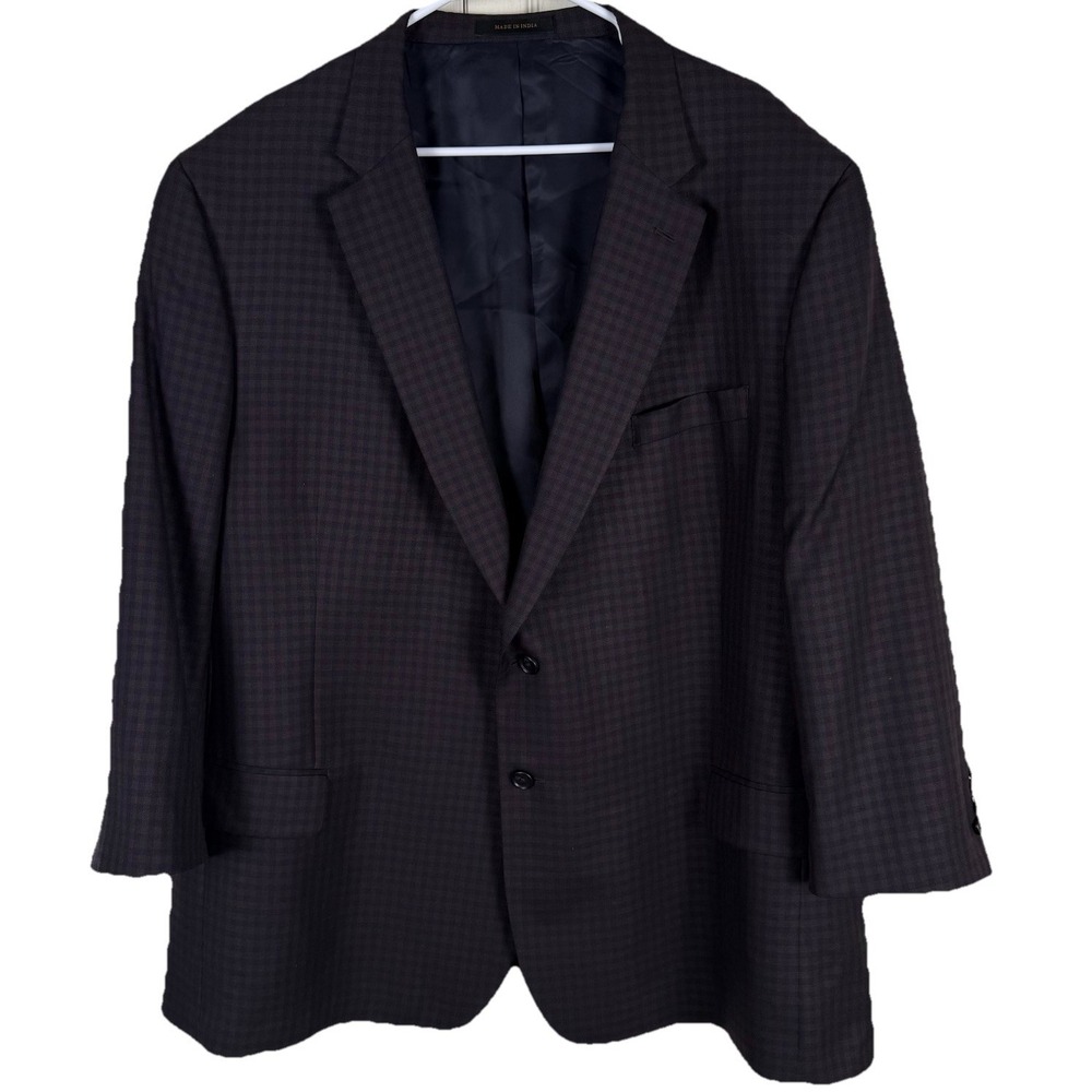 JOS A BANK RESERVE Blazer Mens 52R Brown Check Silk Wool Blend Sport Coat Jacket
